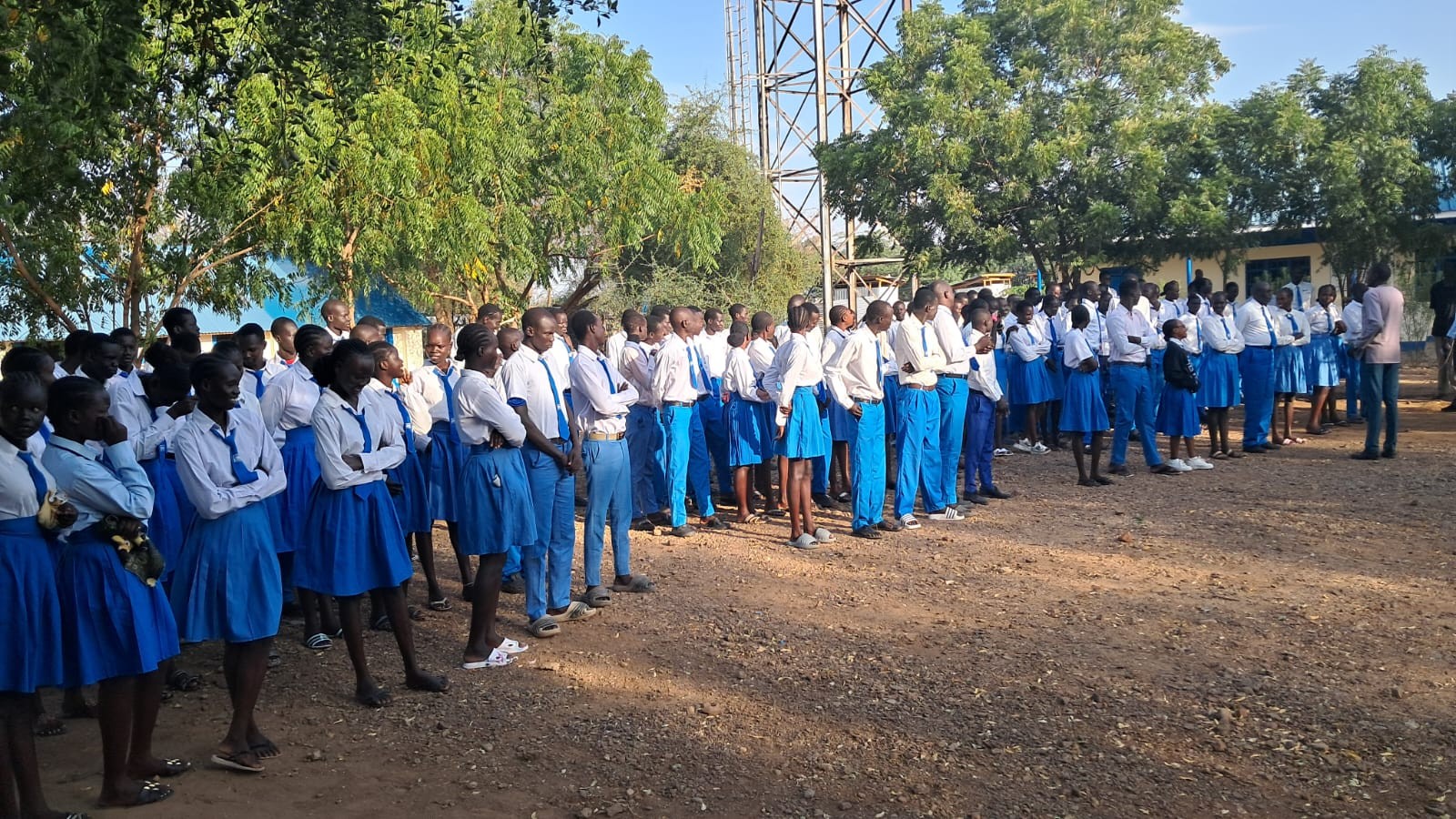 Students assembled for school announcements and direction.